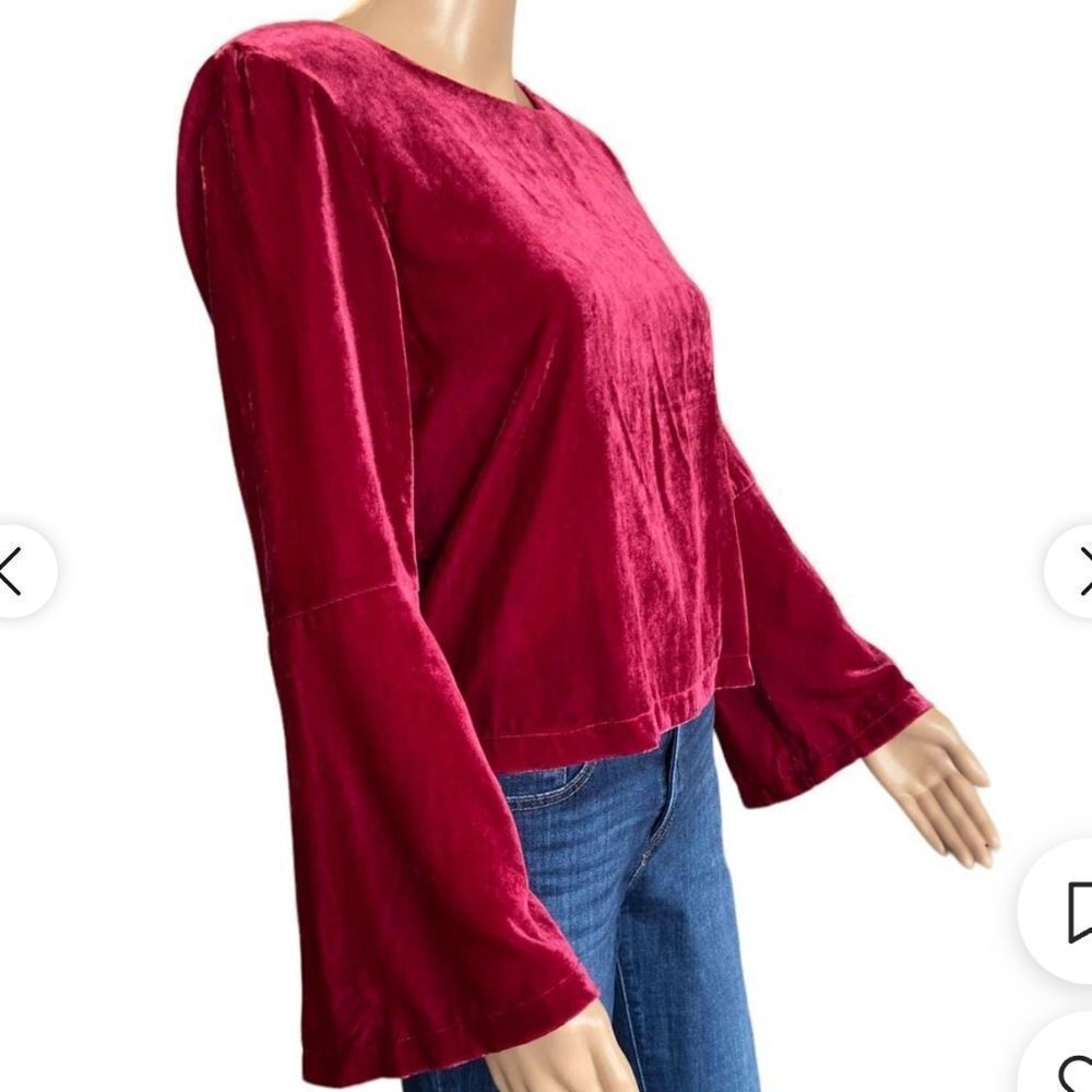 NWT Beltaine Red velvet bell sleeve Blouse THESE SLEEVES